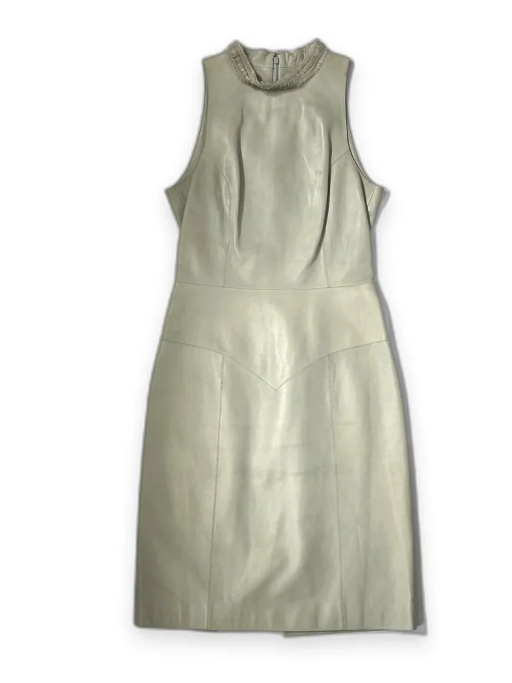 Chanel 08P Lambskin Leather Sheath Dress Sage Green FR 34 / US 2 Cruise 2008